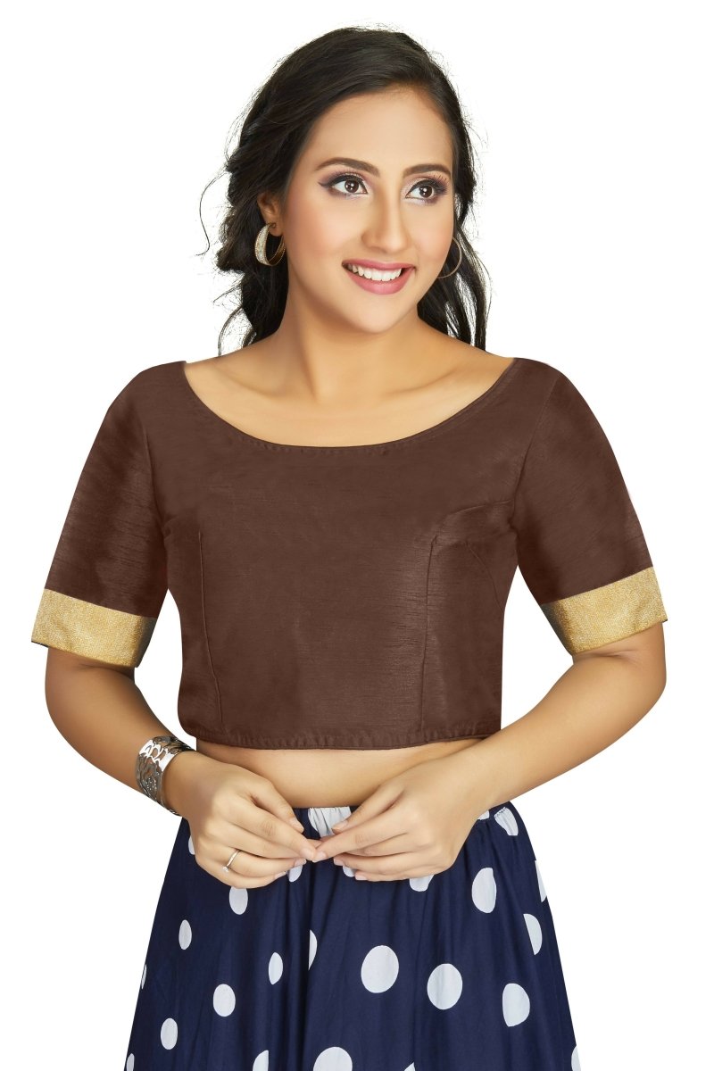 Aastha Fashion Women's Coffee Art Silk Designer Traditional Readymade Blouse | Grocsy