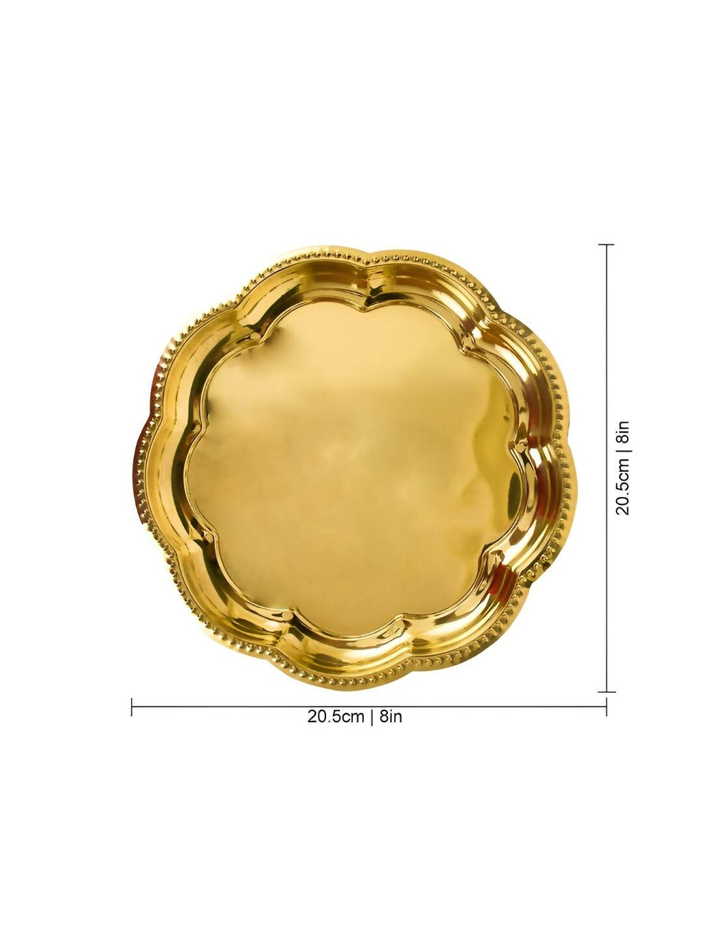 Spillbox Gold-Toned Brass Zig Zag Round Thali Round Pooja Essential | Grocsy