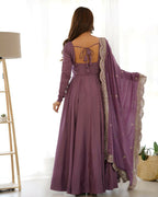 Joban Fashion Purple Kurta Set Chanderi Sequence Embroidery Work | Grocsy