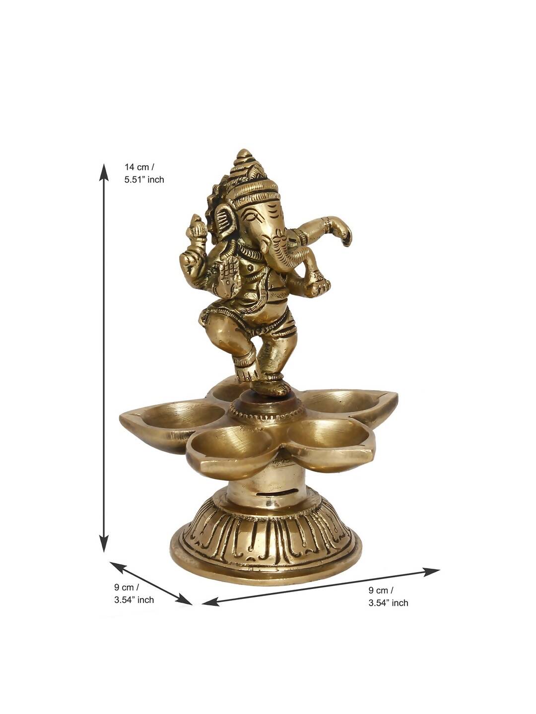 eCraftIndia Gold-Toned Handcrafted Dancing Lord Ganesha Showpiece With Diya | Grocsy