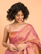 Suta Pink Golden Solid Woven Design Zari Saree | Grocsy