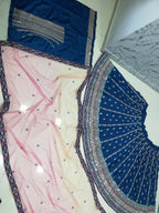Jyoti Fashion Gorgeous Blue Sequins with Thread & Zari Embroidery Chinon Lehenga Choli with Dupatta | Grocsy