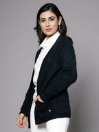 Women Teal Acrylic Solid Cardigan - Wool Trees | Grocsy