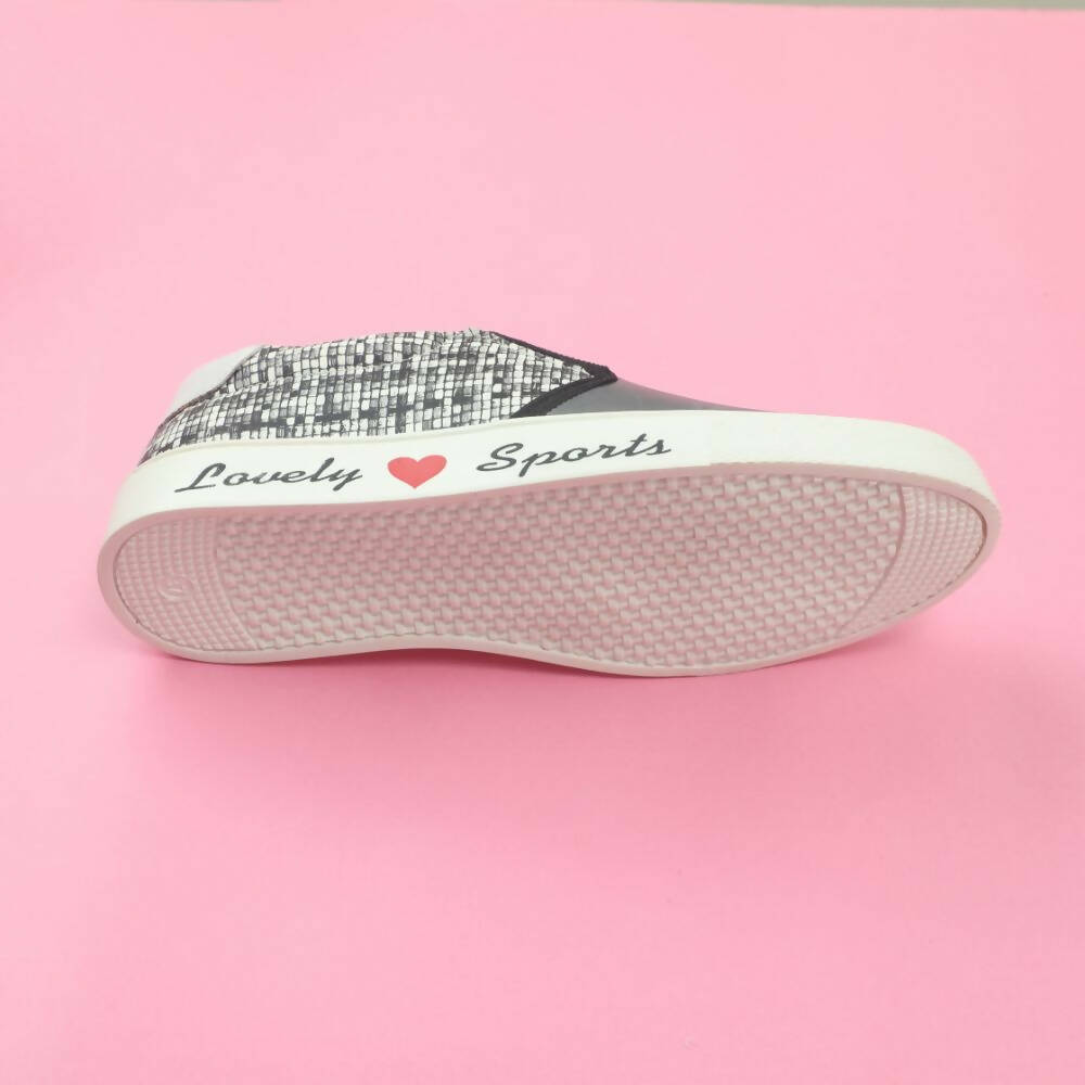 Tiny Bugs Girls Butterfly Print Slip Ons Sneakers - Dark Grey | Grocsy