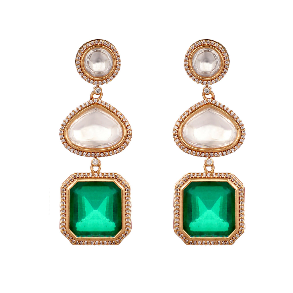 Nuyug Emerald Drop Anti Tarnish Sparkle Earrings | Grocsy