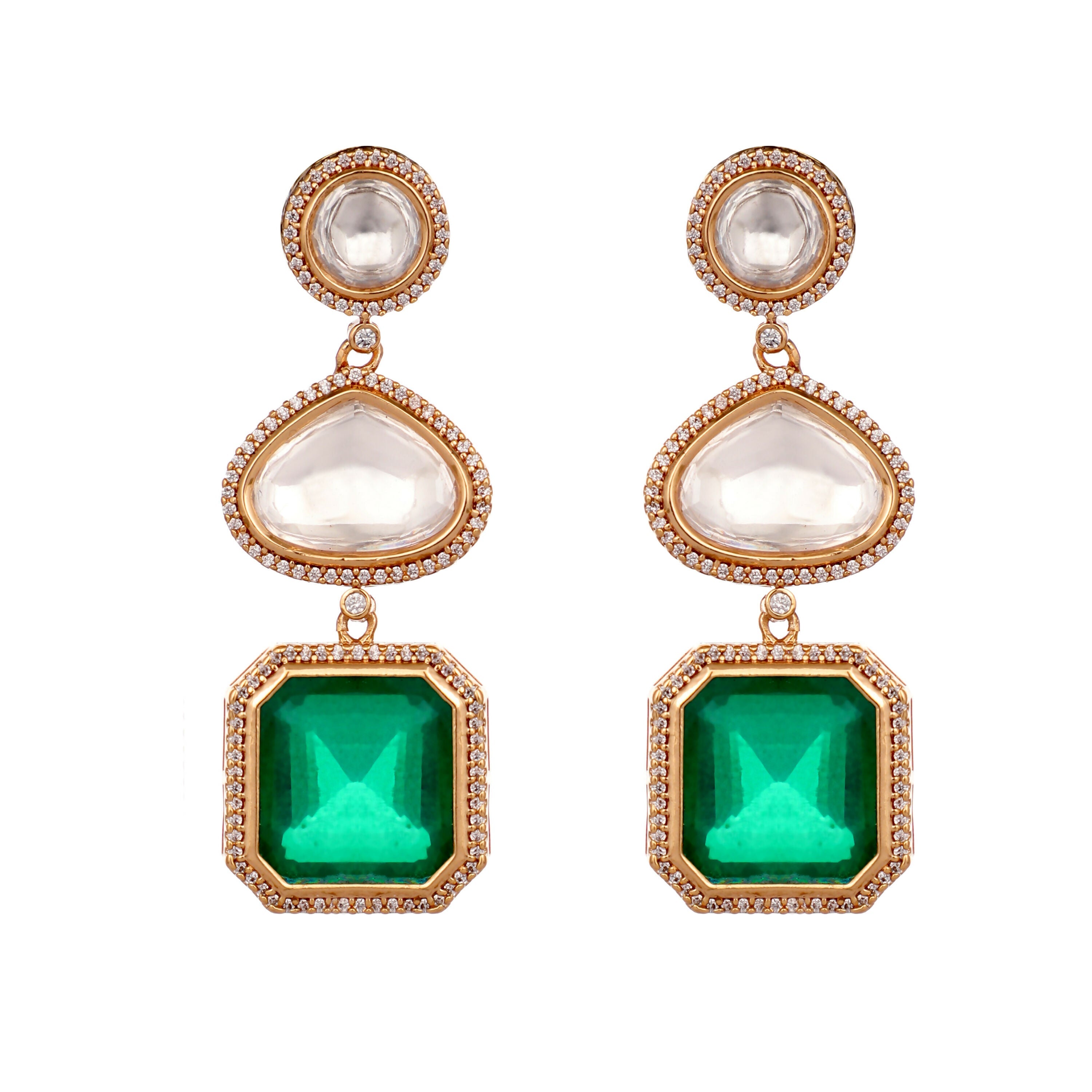 Nuyug Emerald Drop Anti Tarnish Sparkle Earrings | Grocsy