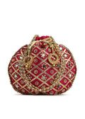 Joban Fashion Embroidered Potli Clutch - Pink | Grocsy