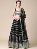Jyoti Fashion Black Sequence with Thread Zari Embroidery Georgette Lehenga Choli with Dupatta | Grocsy