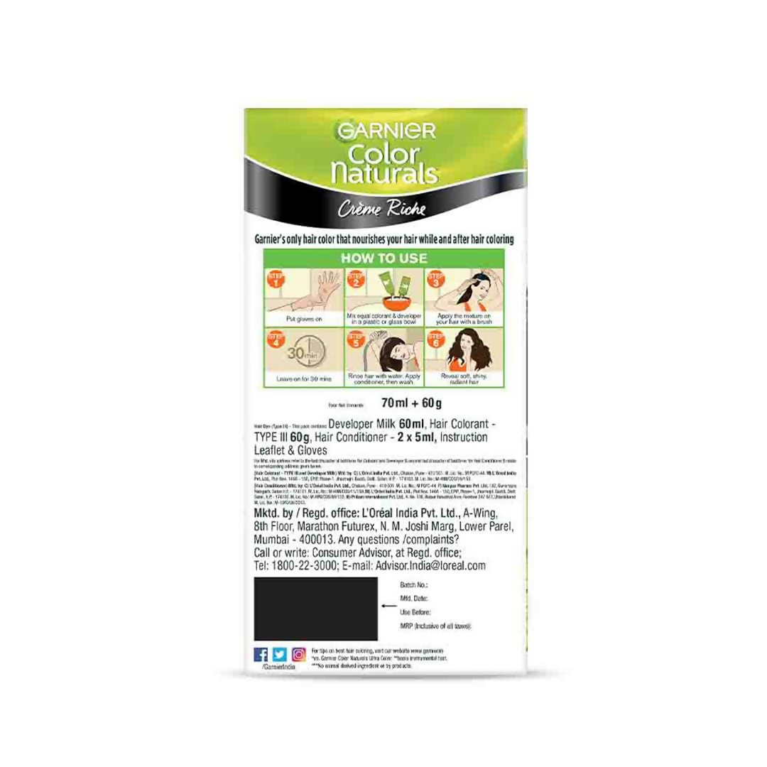 Garnier Color Naturals Creme Riche Hair Color - Shade 1 Natural Black | Grocsy