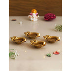 eCraftIndia 4 Pieces Beige Lakshmi & Lord Ganesha Diyas | Grocsy
