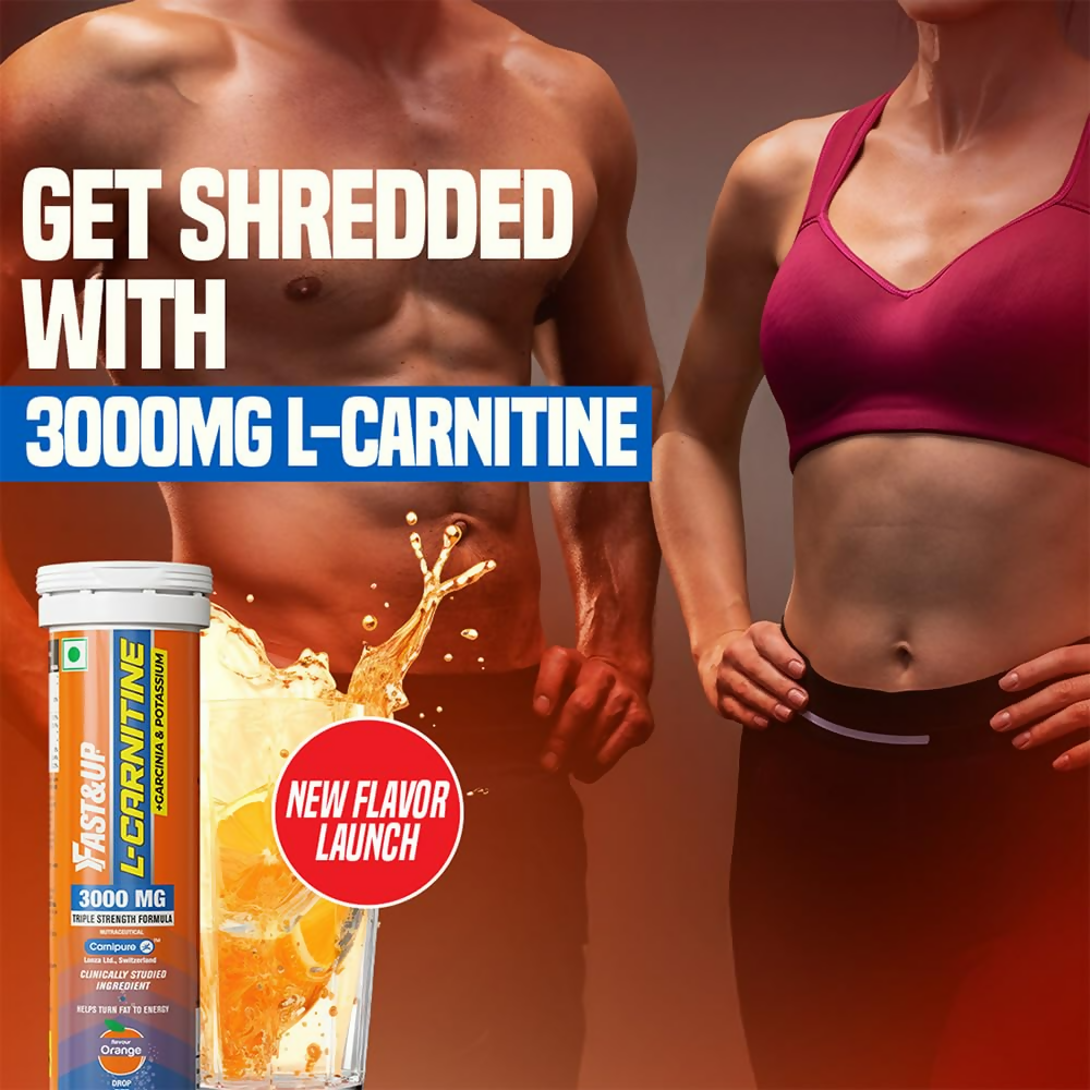 Fast&Up L Carnitine 3000mg Effervescent Tablets - Orange Flavour | Grocsy