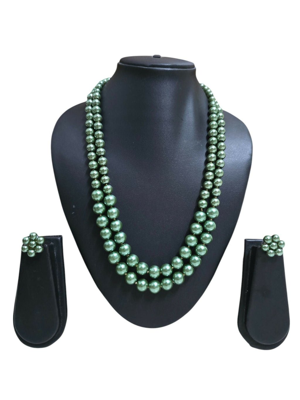 Inhanns Everyday Workwear Pearl Set (Double Layered Pearls) - Green | Grocsy