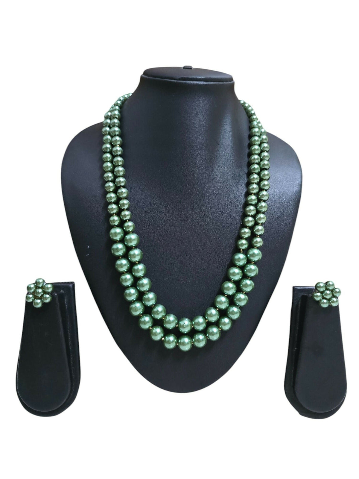 Inhanns Everyday Workwear Pearl Set (Double Layered Pearls) - Green | Grocsy