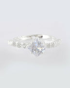 VOJ white CZ-detail Stainless Steel Cubic Zirconia Silver Plated Adjustable Finger Ring | Grocsy