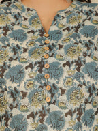 Aramya Straight Soft Cotton Floral Print Women's Kurta - Grey | Grocsy