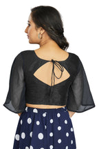 Aastha Fashion Women's Women's Black Art Silk Umbrella Sleeves Readymade Blouse | Grocsy