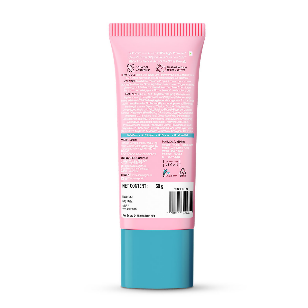 Aqualogica Radiance+ Oil Control Fluid Sunscreen SPF50+ PA++++ | Grocsy