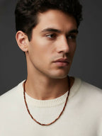 NVR Men's Handcrafted Maroon Rhodium Plated Chain | Grocsy