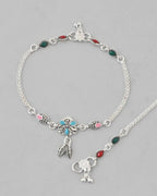 VOJ Set of 2 Traditional Stone Studded Flower Shaped Anklet | Grocsy