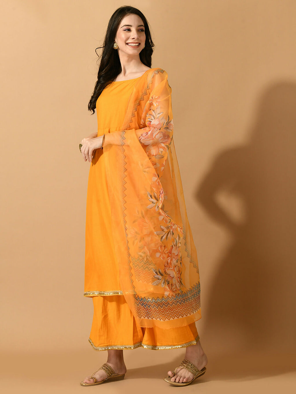 Myshka Women's Yellow Solid Party Kurta Sets | Grocsy