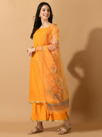 Myshka Women's Yellow Solid Party Kurta Sets | Grocsy