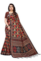 Vamika Black Kalamkari Print With Jhalar Khadi Silk Saree (TANISHA BLACK) | Grocsy