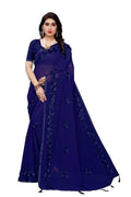 Vamika Navy Georgette Embroidery Saree (GULABO NAVY) | Grocsy