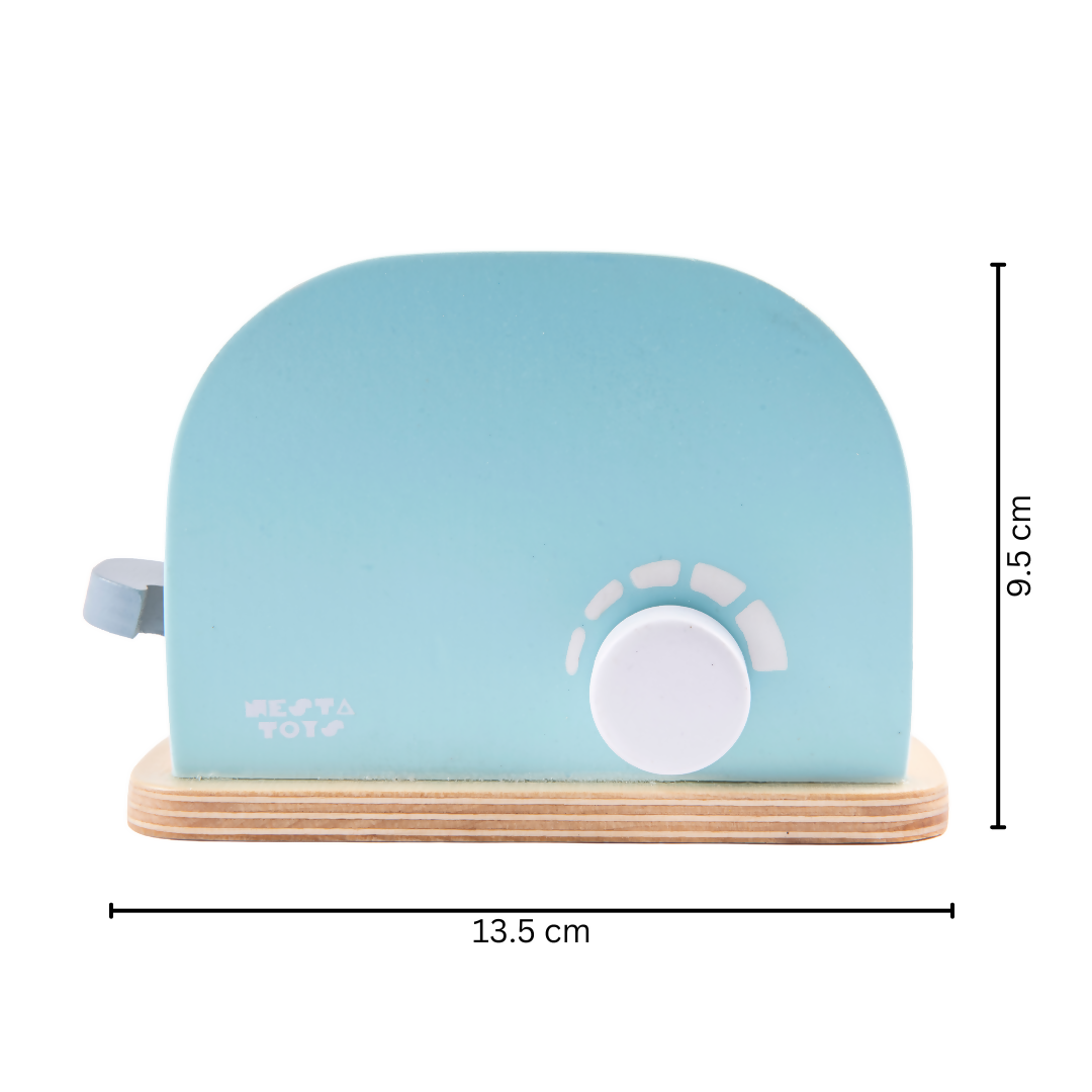 Nesta Toys Wooden Bread Pop-up Toaster (Blue), Kitchen Set Toy, Play Food, Pretend Play Toys for Kids (3+ Years) | Grocsy