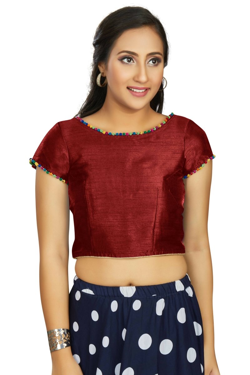 Aastha Fashion Women's Maroon Art Silk Designer Party Wear Readymade Blouse | Grocsy