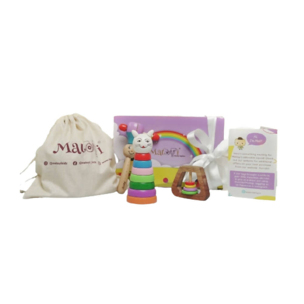 Matoyi Trapezium Rattle & Cat Stacker & Maraca Rattle For Kids | Grocsy