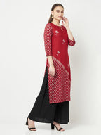 Aniyah Rayon Digital Screen Print Maroon Straight Kurta | Grocsy