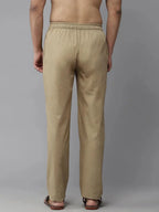 Fabmade Men's Khaki Cotton Linen Pyjama | Grocsy