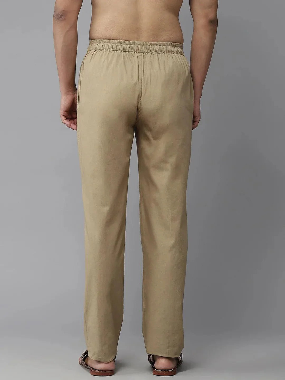 Fabmade Men's Khaki Cotton Linen Pyjama | Grocsy