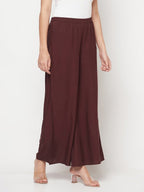 Aniyah Rayon Flared Slip-On Coffee Color Palazzo | Grocsy