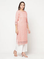 Aniyah Rayon Digital Screen Print Peach Color Straight Kurta | Grocsy