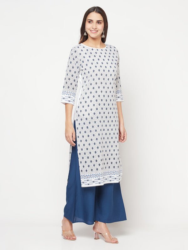 Aniyah Rayon Digital Screen Print White Straight Kurta | Grocsy