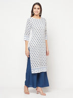 Aniyah Rayon Digital Screen Print White Straight Kurta | Grocsy