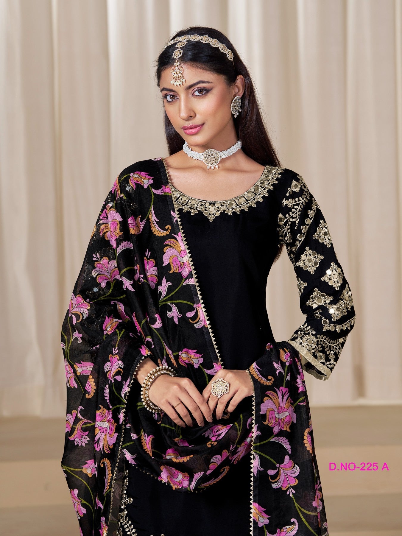 Anaita Black Premium Embroidered Roman Silk Salwar Suit | Grocsy