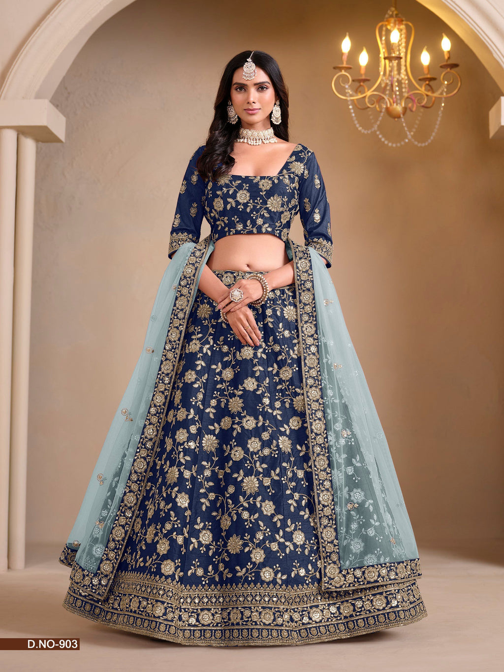Anaita Navy Blue Art Silk Designer Lehenga With Blouse | Grocsy