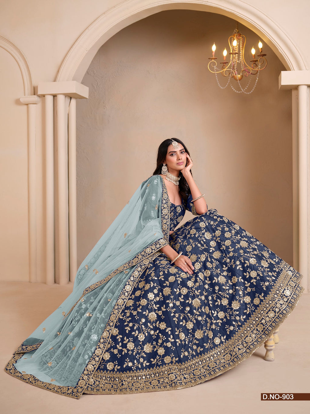 Anaita Navy Blue Art Silk Designer Lehenga With Blouse | Grocsy