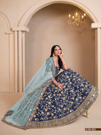 Anaita Navy Blue Art Silk Designer Lehenga With Blouse | Grocsy