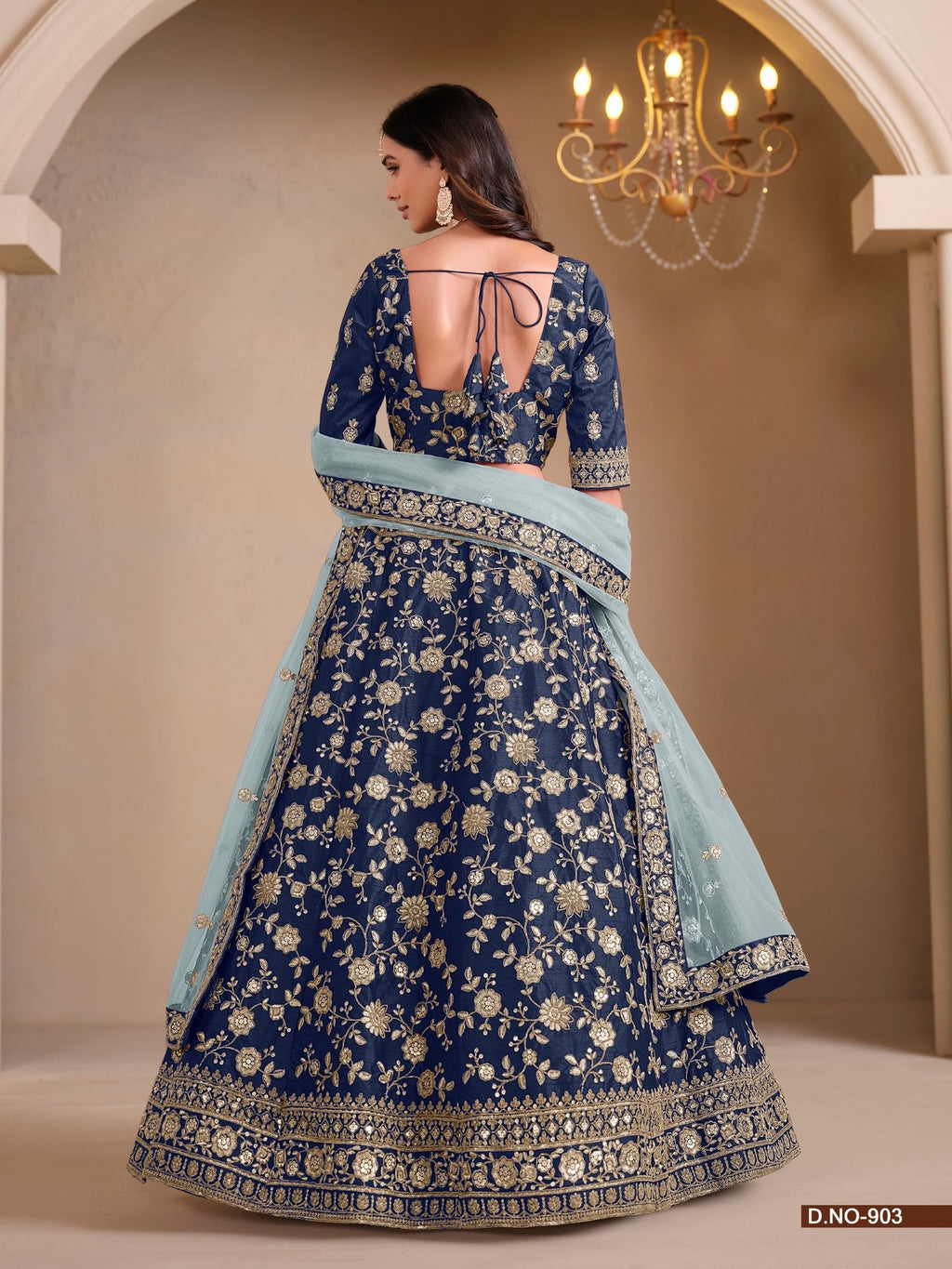 Anaita Navy Blue Art Silk Designer Lehenga With Blouse | Grocsy