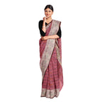 Exclusive Collection 100% Pure Cotton Mauve Tant Saree With Hand Weaving Work | Grocsy