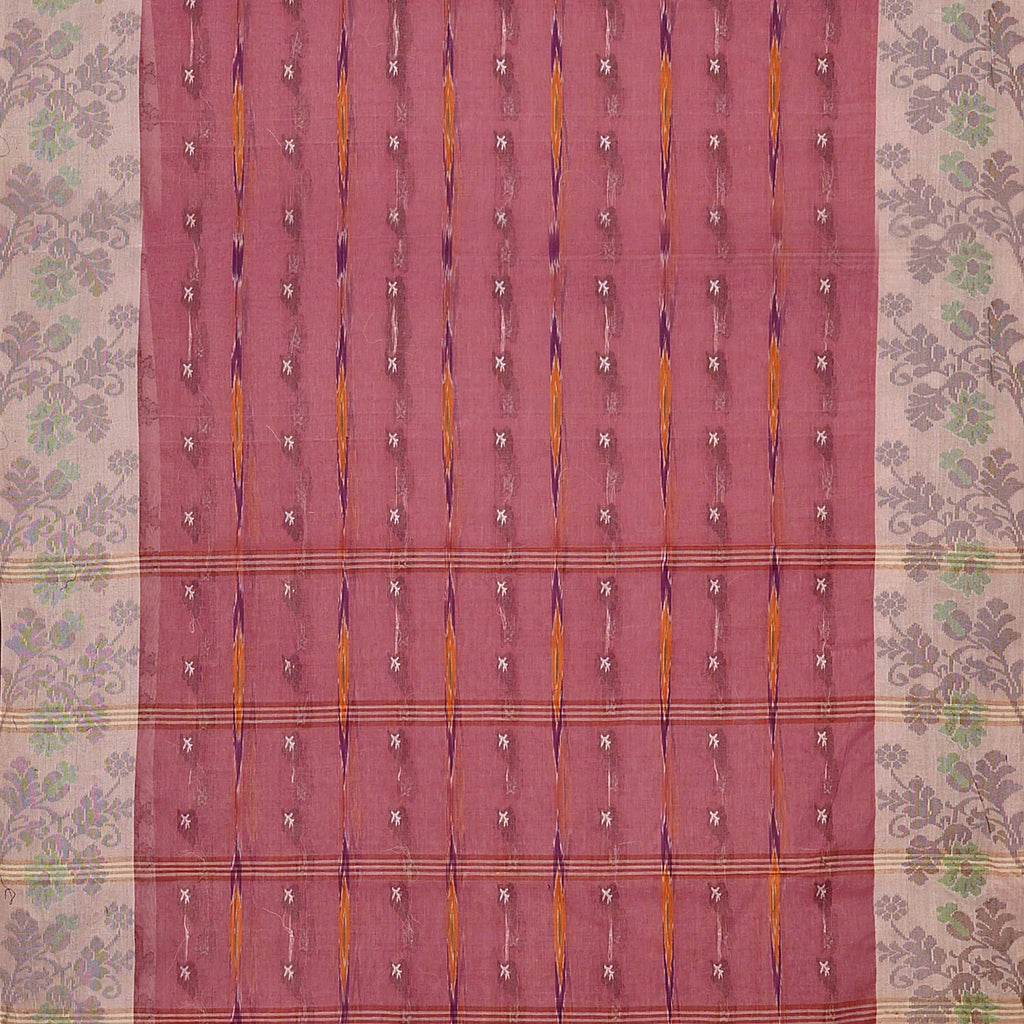 Exclusive Collection 100% Pure Cotton Mauve Tant Saree With Hand Weaving Work | Grocsy