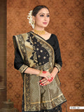 Vardha Black Woven Banarasi Saree With Brocade Pallu | Grocsy