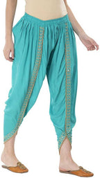 PAVONINE Rama Green Color Embellished Beetel Rayon Fabric Patiala For Women & Girls | Grocsy