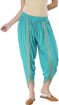 PAVONINE Rama Green Color Embellished Beetel Rayon Fabric Patiala For Women & Girls | Grocsy