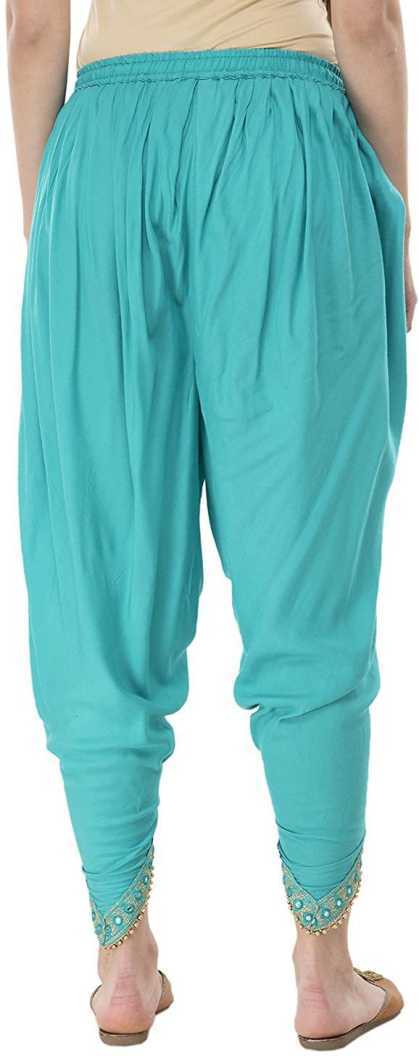 PAVONINE Rama Green Color Embellished Beetel Rayon Fabric Patiala For Women & Girls | Grocsy