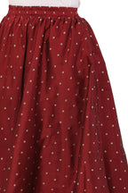 PAVONINE Maroon Color Golden Zari Work Satan Fabric Maxi Skirt For Women | Grocsy