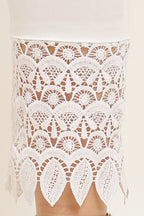 PAVONINE White Color Leaf Kirosia Lace Hem Cotton Fabric Palazzo For Women | Grocsy